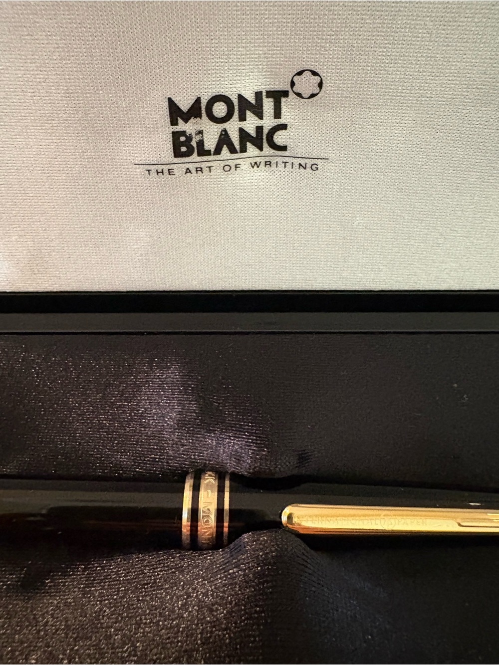 Mont Blanc Black and Gold Ballpoint Pen in Presentation Case - Picture 2 of 6